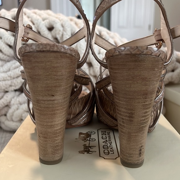 Coach Karolina taupe/nude pearlized snake skin sandal - Picture 3 of 8